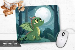 Moonlit Serenity A Cute Dragon in the Forest Mouse Pad PNG Product Image 1