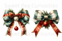 Christmas, Bows, Ephemera, PNG, watercolor, Clipart Product Image 3