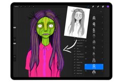 40 Procreate Surreal Girls Part-1 Stamp Brushes Product Image 8