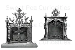 Fireplace, Ornate, Black, White, Ephemera, PNG, Clipart Product Image 3