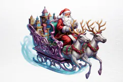 Christmas purple santa claus sublimation PNG Product Image 3