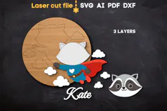 Raccoon Baby Name Sign SVG laser cut file for Glowforge Product Image 3