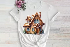 Watercolor Gingerbread House Clipart, watercolor Clipart Product Image 3