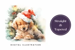 Christmas Tumbler Wrap Template, Watercolor Dog Tumbler PNG Product Image 3