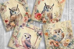 Vintage Owls Scrapbooking Papers | Printable Ephemera Product Image 3