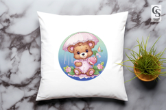 Cute Vintage Teddy Bear In Dress Clipart Sublimation PNG Product Image 3