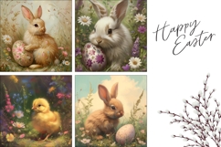 Floral Easter Pillow Design, Easter Bunny Pillowcase PNG Product Image 3