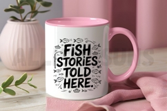 Fish Stories Told Here Hand Drawn Illustration Fishing Theme Product Image 3