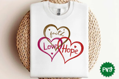 Faith Hope Love Hearts PNG Design, PNG Sublimation design Product Image 4