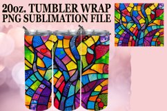 20oz Tumbler Wrap: Colorful Stained Glass Trees Product Image 1