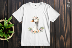 Watercolor Goose with Floral Crown Clipart Sublimation PNG Product Image 3