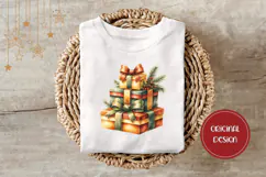 Cartoon Christmas Presents Illustration, Gold Christmas PNG Product Image 3