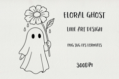 Cute Line Art Halloween Floral Ghosts BUNDLE| EPS, SVG, PNG Product Image 3