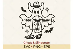 Cowgirl Ghost Halloween SVG | Boo Haw Western Design Product Image 1