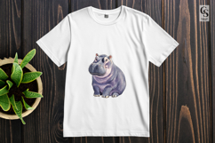 Cute Watercolor Hippo Clipart Sublimation PNG Product Image 2