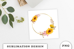 Watercolor Autumn Sunflowers Gold Frame png Product Image 3