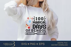 100 Magical Days Of School Rocket SVG PNG Sublimation Product Image 3