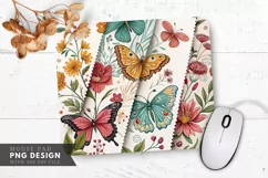 Butterfly Blooms Fabric Swatches Mouse Pad PNG Design Product Image 1