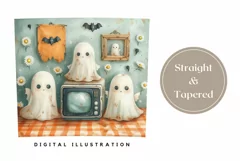 Halloween Tumbler Wrap, Halloween Ghosts Tumbler PNG Product Image 3