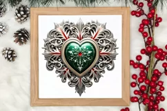 Christmas Hearts Watercolor Clipart, Christmas PNG Product Image 3