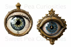 Clocks, Eyes, Steampunk, Ephemera, PNG, watercolor, Clipart Product Image 3