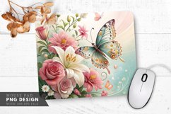 Butterfly Bliss Floral Digital Wallpaper Mouse Pad PNG Product Image 1