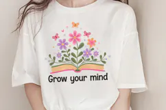 Grow your mind PNG, Vintage Flowers Sublimati Product Image 1
