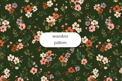 Seamless Floral Pattern on Dark Green Background Product Image 1