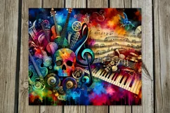 Music & Skulls | 4 Skinny tumbler sublimation designs Product Image 3
