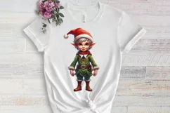 Christmas Elf Watercolor Clipart, Christmas PNG Product Image 3