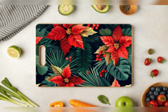 Poinsettia Pine Leaves Cutting Boards sublimation Designs Product Image 3