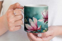 Magnolia Mug Sublimation | Watercolor Flowers Mug Wrap Product Image 3