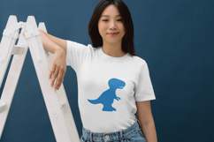 Cute Blue Dinosaur Silhouette Embroidery Design Product Image 3