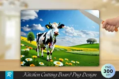 Cow Standing in a Field of Flowers Cutting Board PNG Design Product Image 1
