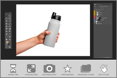 Reusable Water Bottle Mockup Held in Hand Product Image 3