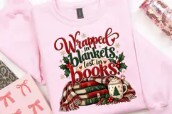 Wrapped in Blankets Lost in Books PNG, Christmas Book Lover Product Image 3