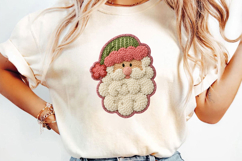 Punch Needle Santa Sublimation,Yarn Crochet Christmas Png Product Image 3
