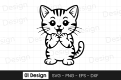 Cute Kitten Shy Pose Cartoon SVG PNG Product Image 1