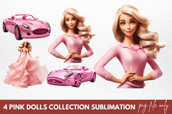 Pink Dolls Collection Sublimation Clipart Product Image 1
