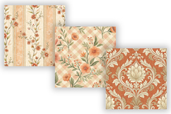 Soft Apricot Toile Digital Paper Pack, Vintage Floral Toile Product Image 3