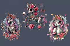 Watercolor Zombie Unicorn PNG sublimation Product Image 4