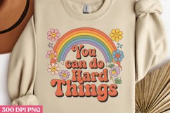 You Can Do Hard PNG, Retro Motivation Sublimation PNG Product Image 3