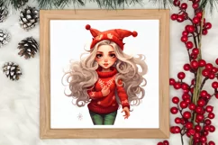 Cute Christmas Little Girl Sublimation Clipart Product Image 3