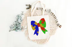 Autism Puzzle Bow Machine Embroidery Product Image 2