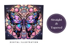 Stained Glass Butterfly Tumbler Wrap PNG, Butterflies PNG Product Image 3