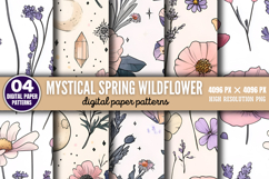 Mystical spring wildflower Patterns Digital Paper Background Product Image 4