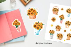 Sunflowers Stickers | Printable Watercolor flowers stickers Product Image 4