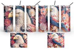 3D Patriotic Eagle Floral Tumbler Sublimation Wrap Product Image 3