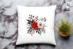 Red White Floral Watercolor Clipart PNG Product Image 3