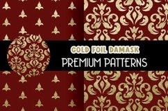 Royal Red Gold Foil Damask Patterns Product Image 3